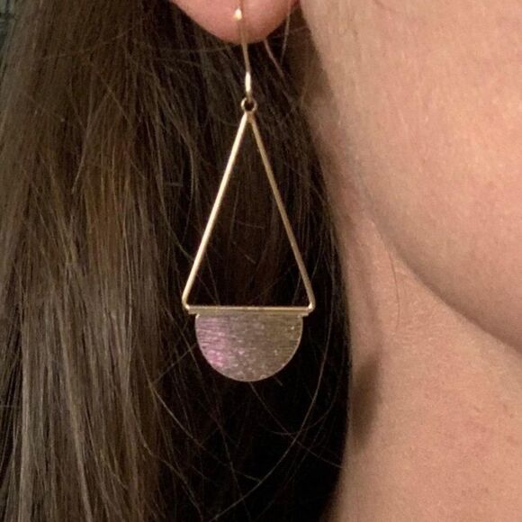 Gold Boho Geo Statement Dangle Earrings - Picture 4 of 7